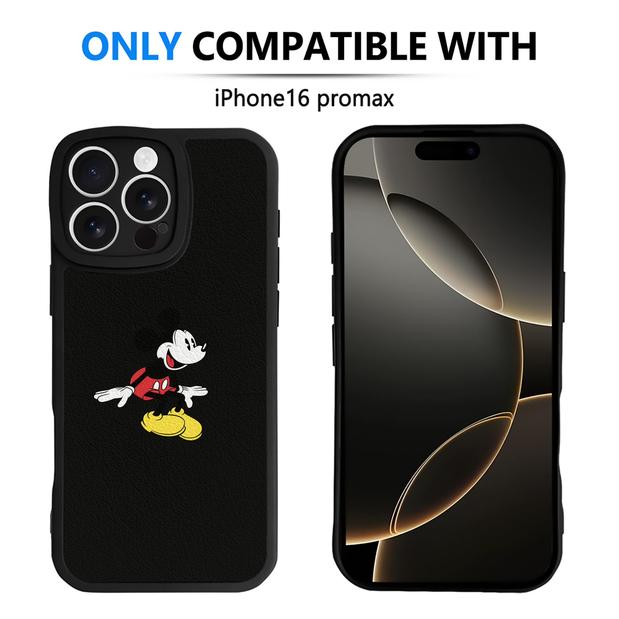 （画像用） ミッキーマウス Mickey Mouse 【iPhone 16シリーズ対応】シリコンスマホケース（レザー調） 材質：シリコン